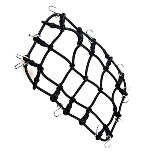 QOAKSDY RC Teile Kompatibel Mit TRX4 Für AXIAL Für SCX10 D90 1/10 RC Crawler RC-Autozubehör, Elastisches Gepäcknetz Mit Dekorativen Hakenteilen(Black) von QOAKSDY