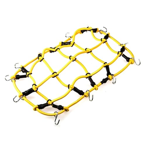 QOAKSDY RC Teile Kompatibel Mit TRX4 Für AXIAL Für SCX10 D90 1/10 RC Crawler RC-Autozubehör, Elastisches Gepäcknetz Mit Dekorativen Hakenteilen(Yellow) von QOAKSDY