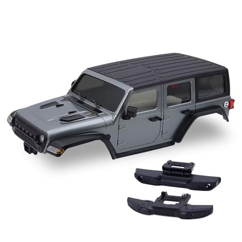 QOAKSDY RC Teile Kompatibel Mit TRX4M Für Bronco Für Defender Für Wrangler 1/18 RC Crawler Für Chassis ABS Hardtop Body Kit Mit Vorderen Hinteren Stoßstangen(Gray) von QOAKSDY