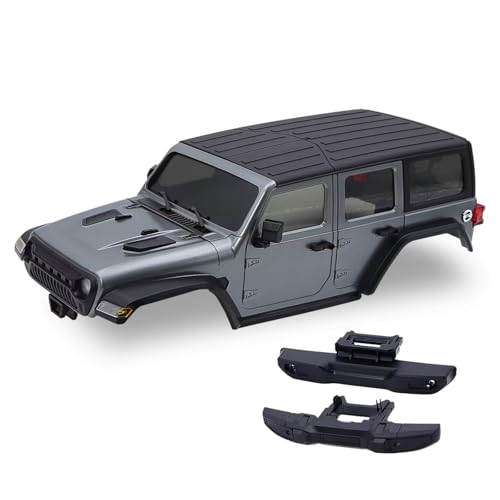 QOAKSDY RC Teile Kompatibel Mit TRX4M Für Bronco Für Defender Für Wrangler Für Chassis Radstand Hardtop Body Kit Mit Vorderen Hinteren Stoßstangen 1/18 RC Crawler(Gray) von QOAKSDY