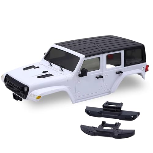 QOAKSDY RC Teile Kompatibel Mit TRX4M Für Bronco Für Defender Für Wrangler Für Chassis Radstand Hardtop Body Kit Mit Vorderen Hinteren Stoßstangen 1/18 RC Crawler(White) von QOAKSDY