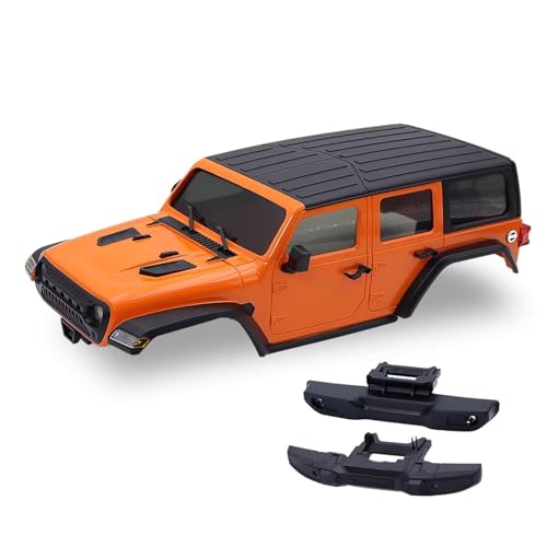 QOAKSDY RC Teile Kompatibel Mit TRX4M Für Bronco Für Defender Für Wrangler Für Chassis Radstand Hardtop Body Kit Mit Vorderen Hinteren Stoßstangen 1/18 RC Crawler(Yellow) von QOAKSDY