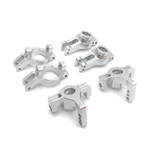 QOAKSDY RC Teile Kompatibel Mit WLtoys 104009 12401 12402 12403 12404 12409 RC-Autoteile Metall-Upgrade Refit C-Block-Lenkschale Hinterschale 3-teiliges Set(Silver) von QOAKSDY