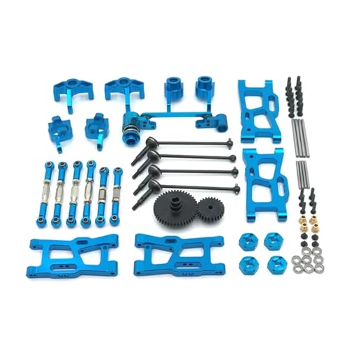 QOAKSDY RC Teile Kompatibel Mit WLtoys 124016 124017-18 124019 144001 144010 RC-Autoteile-Upgrade-Kit Antriebswellen-Zugstange Für Schwenkarm-Lenkbechergetriebe(Blue) von QOAKSDY