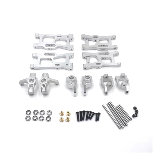 QOAKSDY RC Teile Kompatibel Mit WLtoys 144010 144001 144002 124016 124017 124018 124019 1/14 1/12 RC Autoteile Metall Für Schwingarm-Lenkschalenlager(Silver) von QOAKSDY