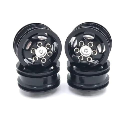 QOAKSDY RC Teile Kompatibel Mit WPL C14 C24 C34 C44 B14 B24 B16 B36 4WD rc Cars Wheels Aluminiumlegierung Radnabe Upgrade-Teile(Black) von QOAKSDY