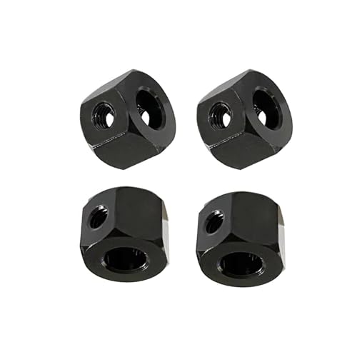 QOAKSDY RC Teile Kompatibel Mit WPL D12 C14 C24 B14 B16 Für MN D90 D91 RC Auto Upgrade Teile 4PCS 5mm Bis 12mm Metall Combiner Radnabe Hex Adapter(Black) von QOAKSDY