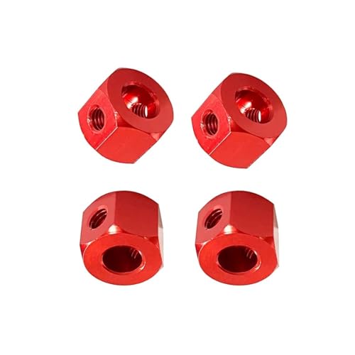 QOAKSDY RC Teile Kompatibel Mit WPL D12 C14 C24 B14 B16 Für MN D90 D91 RC Auto Upgrade Teile 4PCS 5mm Bis 12mm Metall Combiner Radnabe Hex Adapter(Red) von QOAKSDY