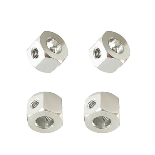 QOAKSDY RC Teile Kompatibel Mit WPL D12 C14 C24 B14 B16 Für MN D90 D91 RC Auto Upgrade Teile 4PCS 5mm Bis 12mm Metall Combiner Radnabe Hex Adapter(Silver) von QOAKSDY