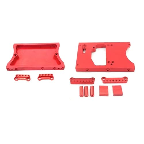 QOAKSDY RC Teile Kompatibel Mit WPL Für MN D90 D91 D96 D99 MN90 Für MN99S 1/12 1/16 RC Auto Metall Vorne Und Hinten Lenkservo Feste Montagehalterung Strahl(Red,Rear and Front) von QOAKSDY