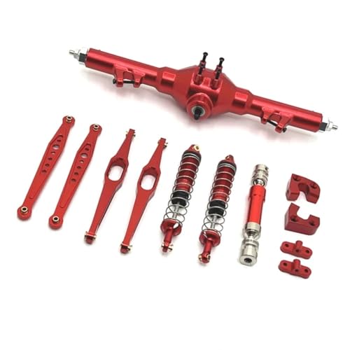QOAKSDY RC Teile Kompatibel Mit Wltoys 124006 12423 12427 12428 12429 Metall Hinterachse Antriebswelle Stoßdämpfer Längslenker 1/12 RC Autoteile Kit(Red) von QOAKSDY