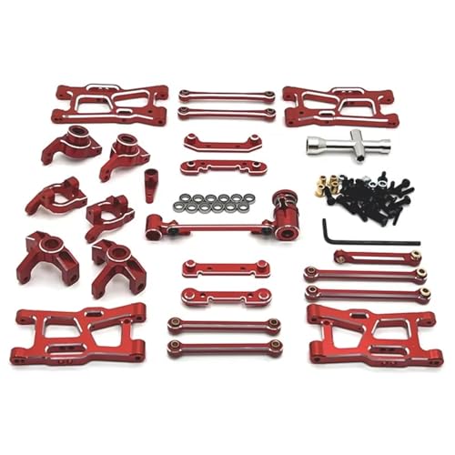QOAKSDY RC Teile Kompatibel Mit Wltoys 124007 124016 124018 124017 124019 144001 144010 Fernbedienung Auto Metall Teile Upgrade Kit(Red) von QOAKSDY