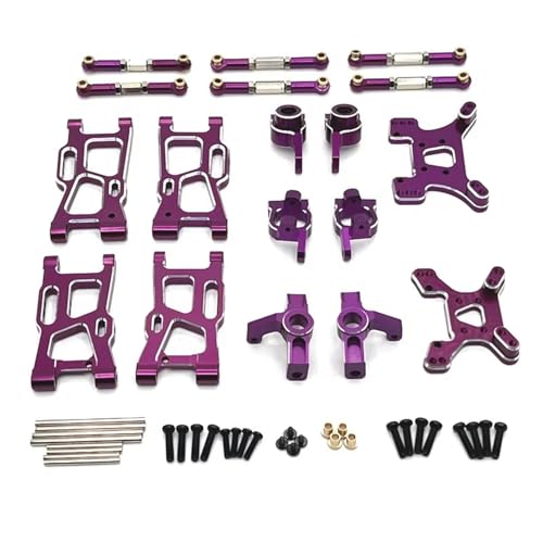 QOAKSDY RC Teile Kompatibel Mit Wltoys 124008 124010 124017 124019 144001 144010 Ferngesteuertes Auto, Metallteile Für Schwingarm-Set(Purple) von QOAKSDY