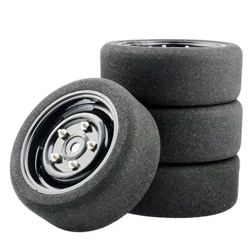 QOAKSDY RC Teile Kompatibel Mit Wltoys 144001 124019 124017 A959 4pcs Auf Straßenschaumreifen 68 Mm Rad Für Anpassung 12 Mm Sechser(Black) von QOAKSDY