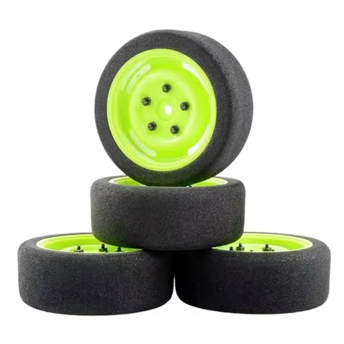 QOAKSDY RC Teile Kompatibel Mit Wltoys 144001 124019 124017 A959 4pcs Auf Straßenschaumreifen 68 Mm Rad Für Anpassung 12 Mm Sechser(Green) von QOAKSDY