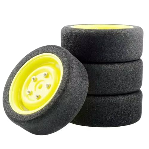 QOAKSDY RC Teile Kompatibel Mit Wltoys 144001 124019 124017 A959 4pcs Auf Straßenschaumreifen 68 Mm Rad Für Anpassung 12 Mm Sechser(Yellow) von QOAKSDY