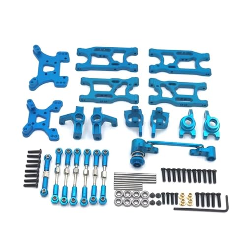 QOAKSDY RC Teile Kompatibel Mit Wltoys 144001 144002 144010 1/14 RC Auto Metall PO Zubehör Vorne Und Hinten Für Schwinge Spurstange Lenkbecher 7 Kit(Blue) von QOAKSDY