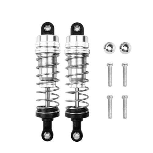 QOAKSDY RC Teile Kompatibel Mit Wltoys 144001 144002 144010 124007 124008 124016 124018 124019 Metall Stoßdämpfer Öl Dämpfer RC Auto Upgrade Teile(Silver) von QOAKSDY