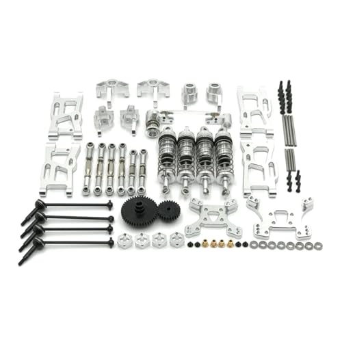QOAKSDY RC Teile Kompatibel Mit Wltoys 144001 144002 144010 124017 124019 RC Car Metall-Upgrades Teile Modifikationskits Für Swing Arm Shock Absorber Set(Silver) von QOAKSDY