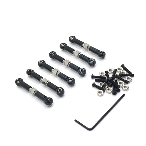 QOAKSDY RC Teile Kompatibel Mit Wltoys 184011 A949 A959 A969 A979 K929 1/18 RC Auto Upgrade Teile Metallgestänge Zugstange Vorne Hinten Servo Link Spurstange(Black) von QOAKSDY