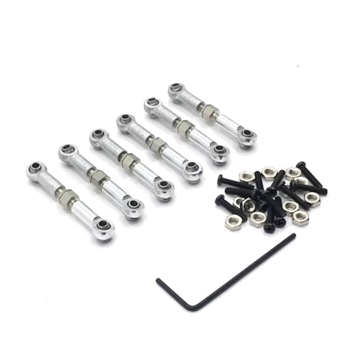 QOAKSDY RC Teile Kompatibel Mit Wltoys 184011 A949 A959 A969 A979 K929 1/18 RC Auto Upgrade Teile Metallgestänge Zugstange Vorne Hinten Servo Link Spurstange(Silver) von QOAKSDY