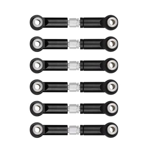 QOAKSDY RC Teile Kompatibel Mit Wltoys A949 A959 A969 A979 K929 1/18 RC-Autozubehör 6er-Pack Metall-Trolley-Autolenkung Oszillierender Servogestängearm(Black) von QOAKSDY