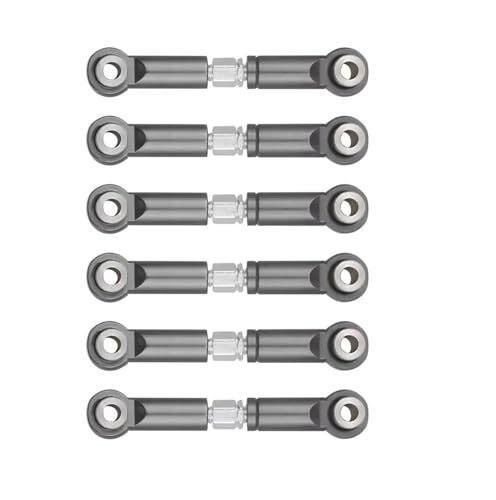 QOAKSDY RC Teile Kompatibel Mit Wltoys A949 A959 A969 A979 K929 1/18 RC-Autozubehör 6er-Pack Metall-Trolley-Autolenkung Oszillierender Servogestängearm(Gray) von QOAKSDY