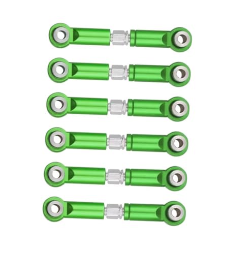 QOAKSDY RC Teile Kompatibel Mit Wltoys A949 A959 A969 A979 K929 1/18 RC-Autozubehör 6er-Pack Metall-Trolley-Autolenkung Oszillierender Servogestängearm(Green) von QOAKSDY