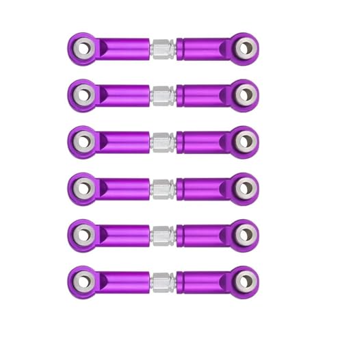 QOAKSDY RC Teile Kompatibel Mit Wltoys A949 A959 A969 A979 K929 1/18 RC-Autozubehör 6er-Pack Metall-Trolley-Autolenkung Oszillierender Servogestängearm(Purple) von QOAKSDY