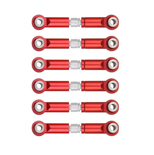 QOAKSDY RC Teile Kompatibel Mit Wltoys A949 A959 A969 A979 K929 1/18 RC-Autozubehör 6er-Pack Metall-Trolley-Autolenkung Oszillierender Servogestängearm(Red) von QOAKSDY