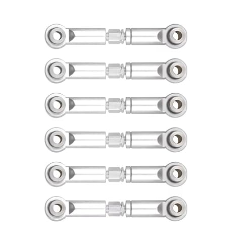 QOAKSDY RC Teile Kompatibel Mit Wltoys A949 A959 A969 A979 K929 1/18 RC-Autozubehör 6er-Pack Metall-Trolley-Autolenkung Oszillierender Servogestängearm(Silver) von QOAKSDY