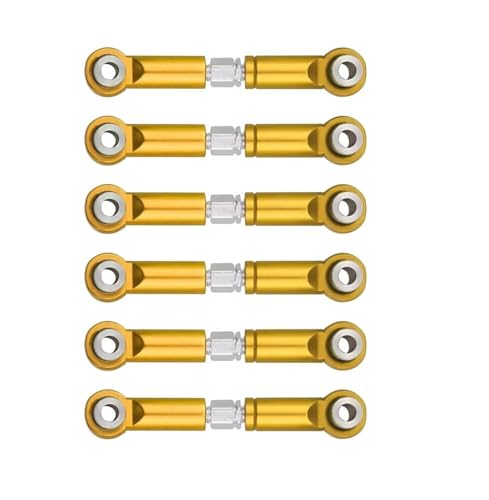 QOAKSDY RC Teile Kompatibel Mit Wltoys A949 A959 A969 A979 K929 1/18 RC-Autozubehör 6er-Pack Metall-Trolley-Autolenkung Oszillierender Servogestängearm(Yellow) von QOAKSDY