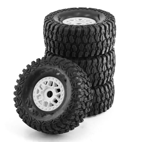 RC Auto Reifen Für ARRMA Für Mojave Für TRAXXAS 1/7 RC Auto Für Desert Short Course Truck Off-Road Für Buggy 135 Mm Reifen 17 Radsechskant(White) von QOAKSDY