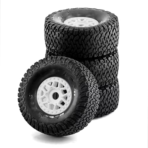RC Auto Reifen Für ARRMA Für Mojave Für TRAXXAS 1/7 RC Auto Off-Road Für Buggy 4 Stück 135 Mm Für Desert Short Course Truck Reifen 17 Radsechskant(White) von QOAKSDY
