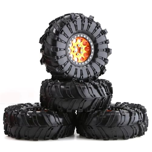 RC Auto Reifen Für Axial Für SCX10 Für Wraith Für Capra Für Traxxas D90 1/10 RC Crawler Auto 4PCS 140mm Metall 2, Beadlock Felge Reifen Set von QOAKSDY