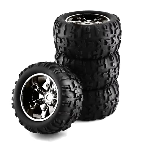RC Auto Reifen Für Losi Für LMT Für Arrma Für Kraton Für Traxxas Für Maxx 1/8 Für Monster Truck Teile Für Buggy-Reifen 156 Mm Rad 17 Sechskant(Silver) von QOAKSDY