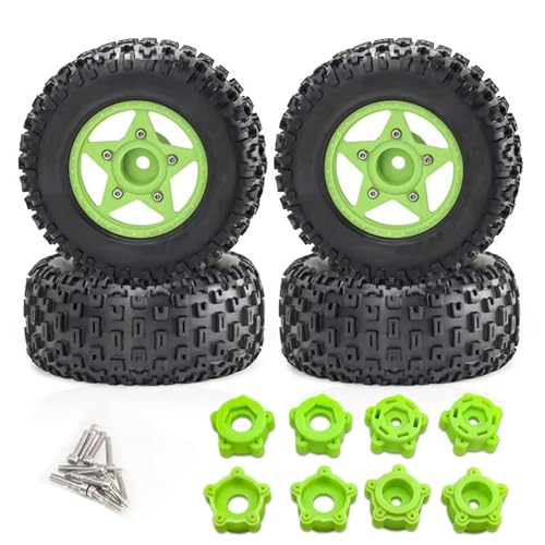 RC Auto Reifen Für TRAXXAS Für ARRMA Für SENTON Für Vkar 1/8 1/10 rc Cars Short Course Truck 4 Stück 109 Mm Reifen Mit 12 14 17 Radsechskant(Green) von QOAKSDY
