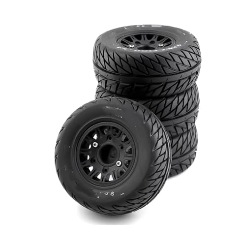RC Auto Reifen Für TRAXXAS Für Slash Für ARRMA Für SENTON Für Vkar Für SCTX10 Für HPI 1/8 1/10 RC Auto Short Course Truck 4 Stück 113 Mm Reifen(Black) von QOAKSDY