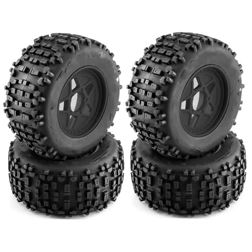 RC Auto Reifen Für TRAXXAS Für Sledge Für ARRMA Für KRATON Für Outcast Für Tamiya Für HSP 1/7 1/8 Für Monster Stunt Truck 4 Stück 170 Mm 3,8 Zoll Reifen(Black) von QOAKSDY