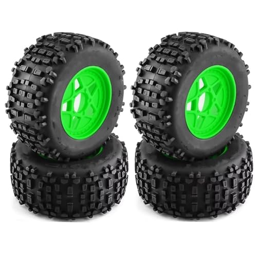 RC Auto Reifen Für TRAXXAS Für Sledge Für ARRMA Für KRATON Für Outcast Für Tamiya Für HSP 1/7 1/8 Für Monster Stunt Truck 4 Stück 170 Mm 3,8 Zoll Reifen(Green) von QOAKSDY