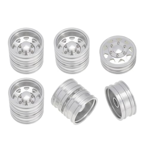 RC Auto Reifen Für Tamiya 1/14 RC Anhänger Traktor LKW Auto Upgrade Teile Rad Reifen Komplettset Metall Vorder- Und Hinterradnabe 6PCS von QOAKSDY