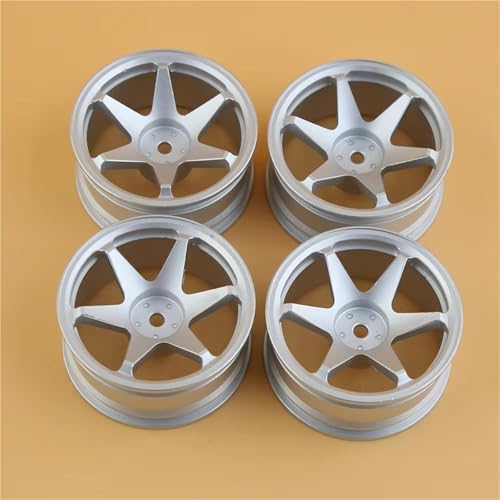 RC Auto Reifen Für Tamiya Für Kyosho Für HSP Für HPI Für Sakura 1/10 RC 4 Stück On-Road Drift Für Rennwagen 52 Mm Metallfelge Radnaben(White) von QOAKSDY