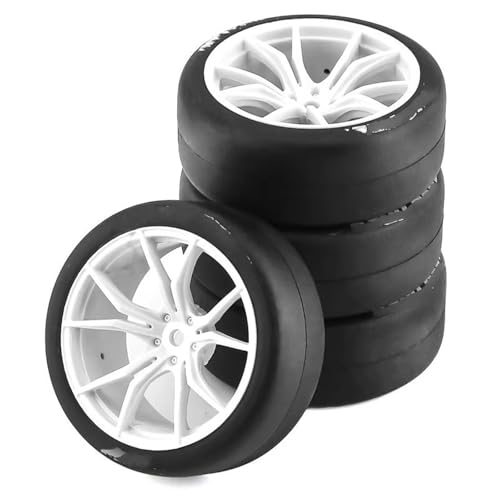 RC Auto Reifen Für Tamiya Für TT01 Für TT02 Für Kyosho 1/10 RC Drift Car 65 Mm Harter Drift-Reifen Auf Der Straße Für Touring Für Rennwagen-Reifen(White) von QOAKSDY