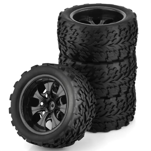 RC Auto Reifen Für Traxxas Für Arrma Für Redcat Für HSP 1/10 RC 4 Stück 118 Mm Für Monster Truck Für Buggy Reifen Rad Schaumstoffeinsätze 12 Sechskant(Black) von QOAKSDY
