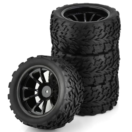 RC Auto Reifen Für Traxxas Für Arrma Für Redcat Für HSP 1/10 RC Für Monster Truck Für Buggy 118 Mm Reifen-Rad-Schaumstoffeinsätze 12 Sechskant(Black) von QOAKSDY