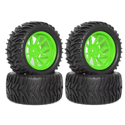RC Auto Reifen Für Traxxas Für Arrma Für Redcat Für HSP Für HPI 1/10 RC Für Monster Truck Für Buggy 128 Mm Reifen-Rad-Schaumstoffeinsätze 12 Sechskant(Green) von QOAKSDY