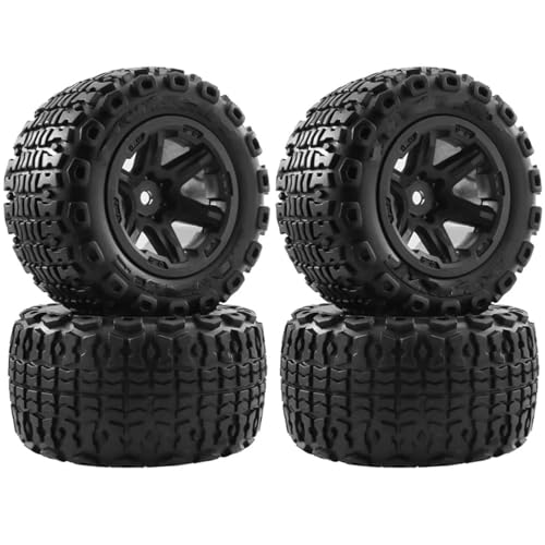 RC Auto Reifen Für Traxxas Für HSP Für HPI Für Tamiya Für Kyosho 1/10 RC-Teile 104 Mm Für Monster Truck Für Buggy-Reifen Rad 12 Sechskant(Black) von QOAKSDY
