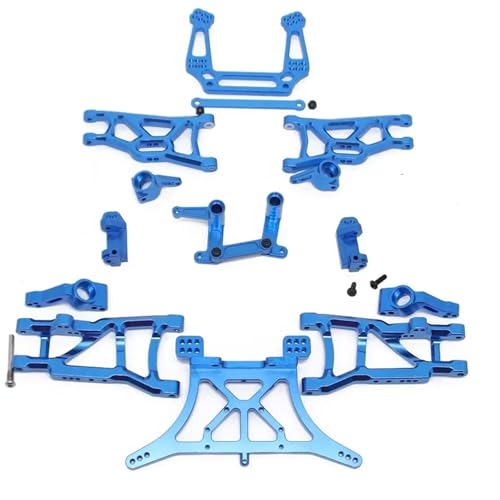 RC Teile Für Traxxas Für Slash 2WD Für VXL 1/10 RC-Auto-Upgrades, Teilesatz, Zubehör, Metall-Querlenker, Stoßdämpfer, Lenkblock(Blue) von QOAKSDY