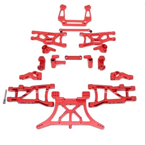 RC Teile Für Traxxas Für Slash 2WD Für VXL 1/10 RC-Auto-Upgrades, Teilesatz, Zubehör, Metall-Querlenker, Stoßdämpfer, Lenkblock(Red) von QOAKSDY
