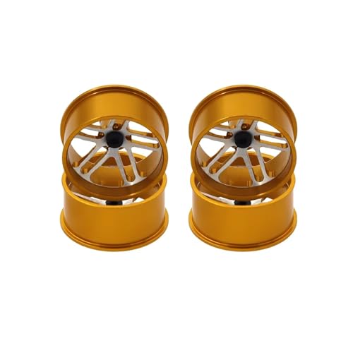 RC Teile Kompatibel Mit Tamiya Für MINI 4WD, Farbiges Rad, Aluminiumlegierung, 4 Stück, Mittlerer Durchmesser, Leichte Räder, Selbstgemachte Teile(Yellow) von QOAKSDY